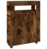 VidaXL Badkamerkast smal met wielen bewerkt hout gerookt eikenkleurig