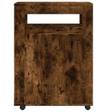 VidaXL Badkamerkast smal met wielen bewerkt hout gerookt eikenkleurig