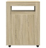 VidaXL Badkamerkast smal met wielen bewerkt hout sonoma eikenkleurig