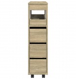 VidaXL Badkamerkast smal met wielen bewerkt hout sonoma eikenkleurig