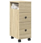 VidaXL Badkamerkast smal met wielen bewerkt hout sonoma eikenkleurig