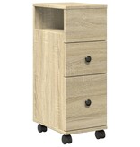 VidaXL Badkamerkast smal met wielen bewerkt hout sonoma eikenkleurig