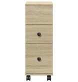 VidaXL Badkamerkast smal met wielen bewerkt hout sonoma eikenkleurig