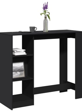 VidaXL Bartafel met schap 124x46x103,5 cm bewerkt hout zwart