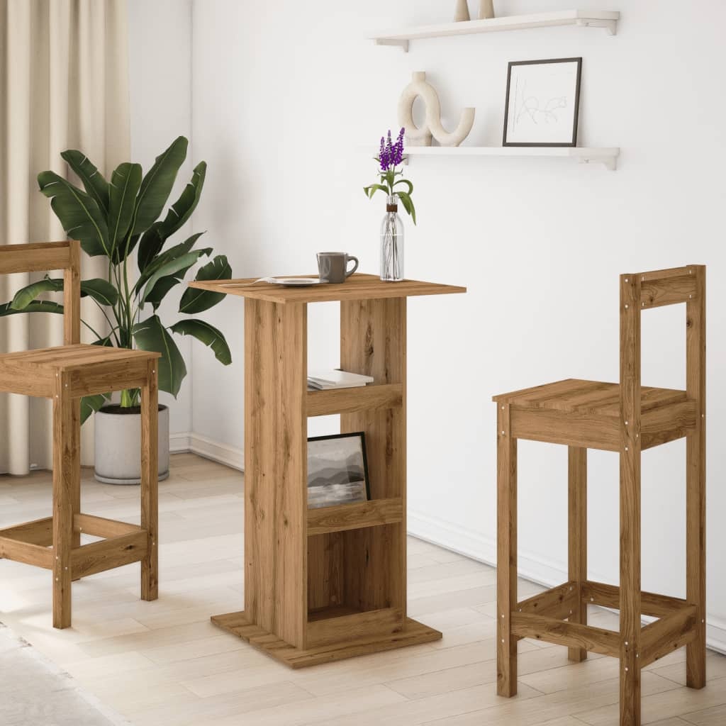 VidaXL Bartafel met opbergruimte 60x60x102 cm hout artisanaal eiken