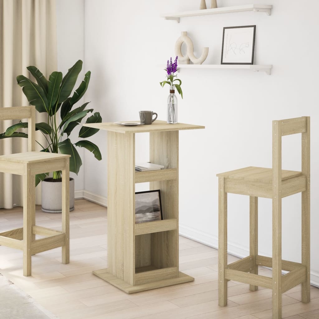 VidaXL Bartafel met opbergruimte 60x60x102 cm hout sonoma eikenkleurig