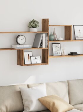 VidaXL Wandschap 167,5x18x68 cm bewerkt hout artisanaal eikenkleurig