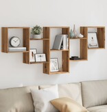 VidaXL Wandschap 159x18x66 cm bewerkt hout artisanaal eikenkleurig