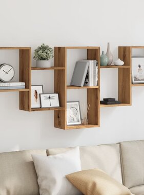 VidaXL Wandschap 159x18x66 cm bewerkt hout artisanaal eikenkleurig