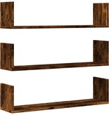 VidaXL Wandschappen 3 st 80x18x18 cm bewerkt hout gerookt eikenkleurig