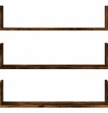 VidaXL Wandschappen 3 st 80x18x18 cm bewerkt hout gerookt eikenkleurig