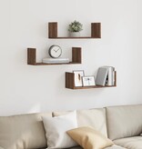 VidaXL Wandschappen 3 st 58x18x18 cm bewerkt hout bruin eikenkleurig