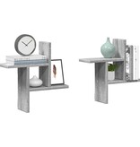 VidaXL Wandschappen 2 st 38x12x38 cm bewerkt hout grijs sonoma eiken