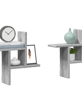 VidaXL Wandschappen 2 st 38x12x38 cm bewerkt hout grijs sonoma eiken