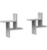 VidaXL Wandschappen 2 st 38x12x38 cm bewerkt hout grijs sonoma eiken
