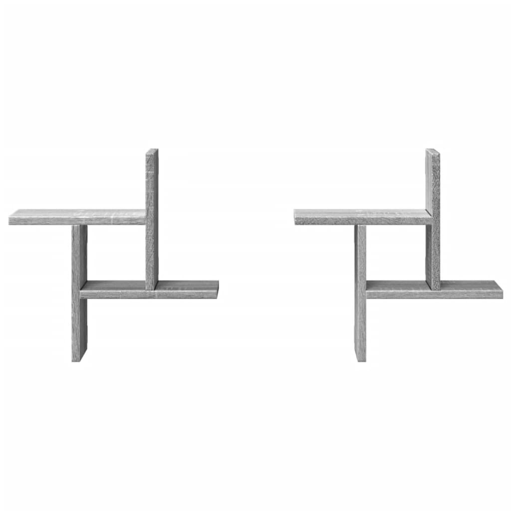 VidaXL Wandschappen 2 st 38x12x38 cm bewerkt hout grijs sonoma eiken