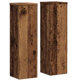 VidaXL Plantenstandaards 2 st 17x17x60 cm bewerkt hout oud houtkleurig