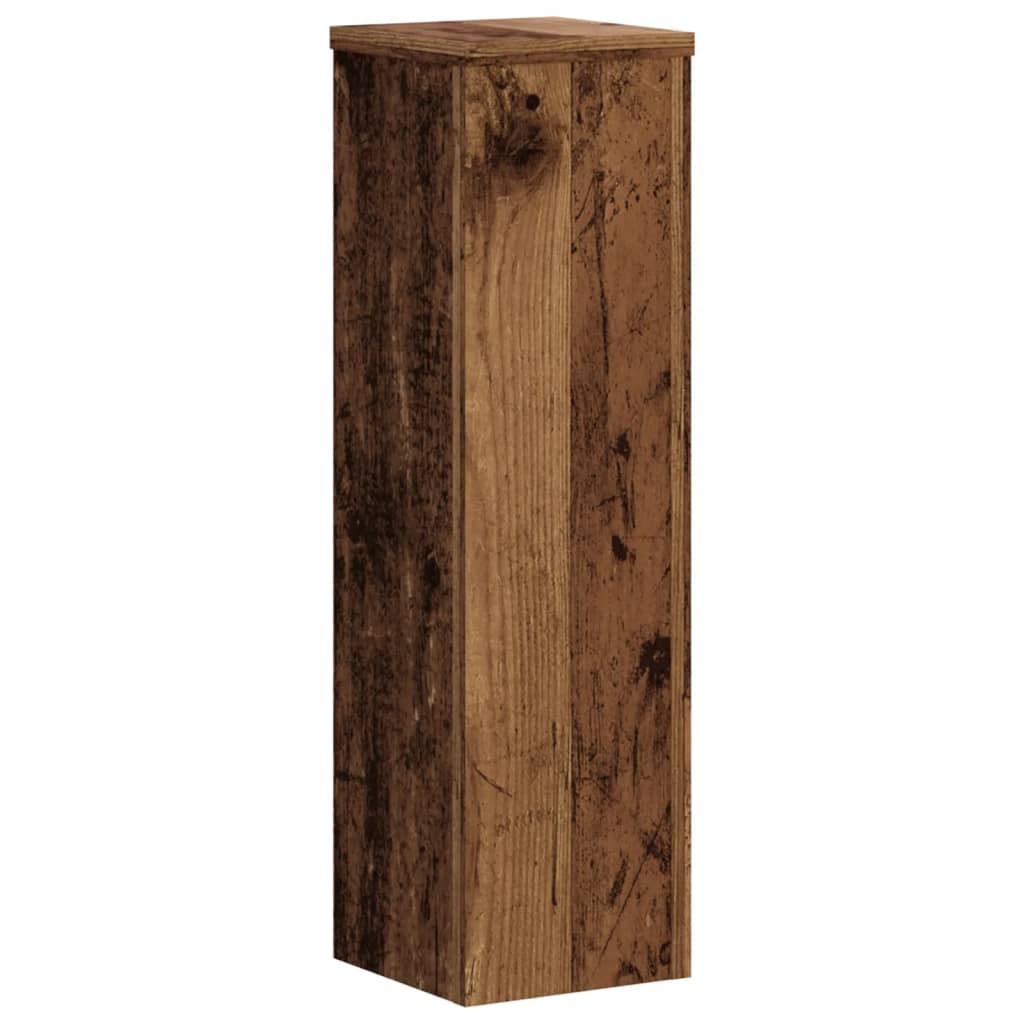 VidaXL Plantenstandaards 2 st 17x17x60 cm bewerkt hout oud houtkleurig
