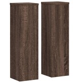 VidaXL Plantenstandaards 2 st 17x17x60 cm bewerkt hout bruin eiken