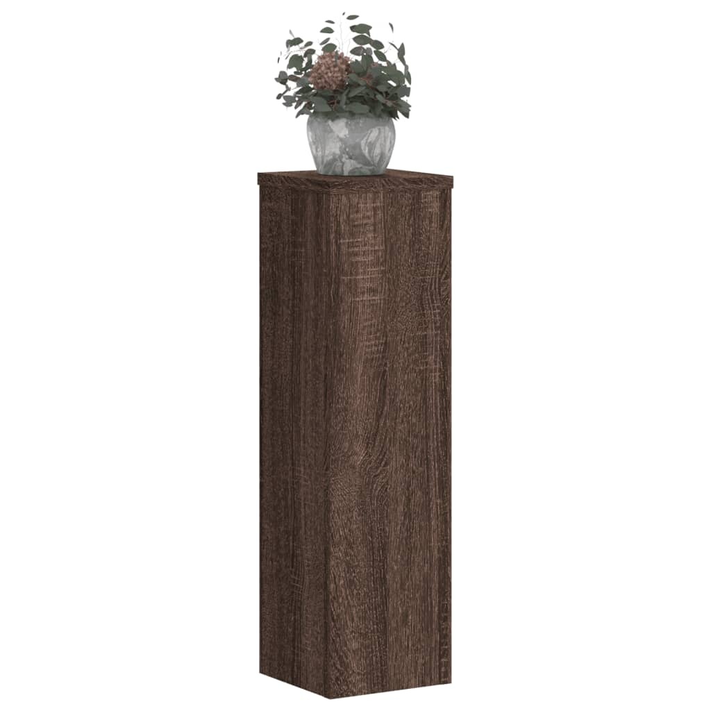VidaXL Plantenstandaards 2 st 17x17x60 cm bewerkt hout bruin eiken