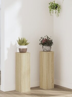 VidaXL Plantenstandaards 2 st 17x17x60 cm bewerkt hout sonoma eiken