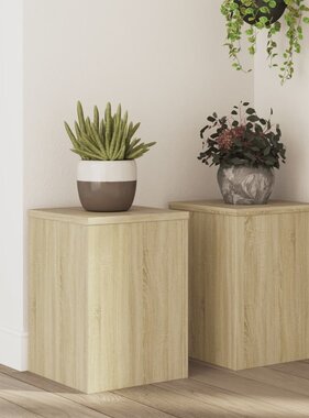 VidaXL Plantenstandaards 2 st 25x25x35 cm bewerkt hout sonoma eiken