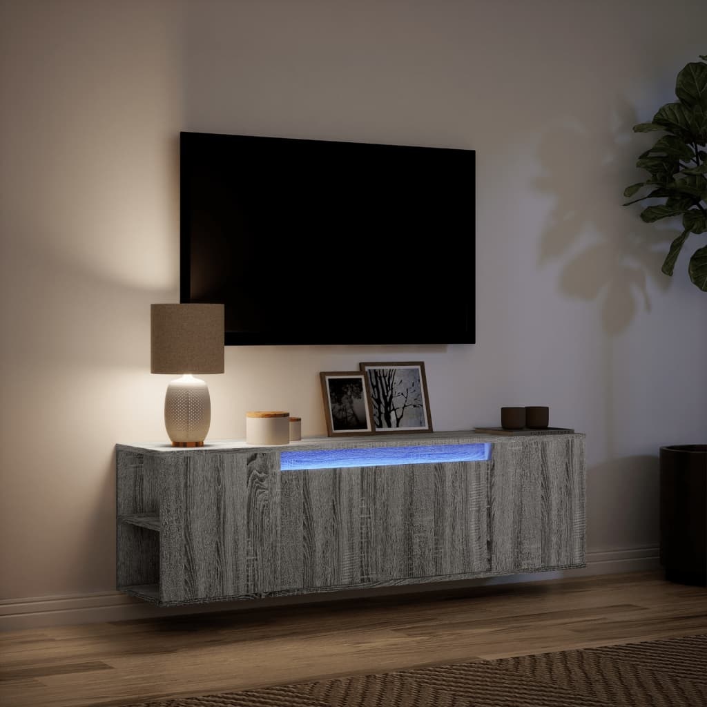 VidaXL Tv-wandmeubel met LED-verlichting 135x31x39,5 cm grijs sonoma