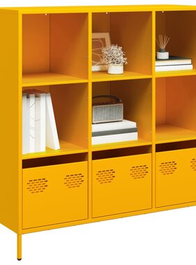 VidaXL Hoge kast 101,5x39x103,5 cm staal mosterdgeel
