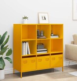 VidaXL Hoge kast 101,5x39x103,5 cm staal mosterdgeel