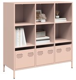 VidaXL Hoge kast 101,5x39x103,5 cm staal roze