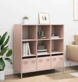 VidaXL Hoge kast 101,5x39x103,5 cm staal roze