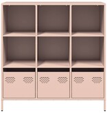 VidaXL Hoge kast 101,5x39x103,5 cm staal roze