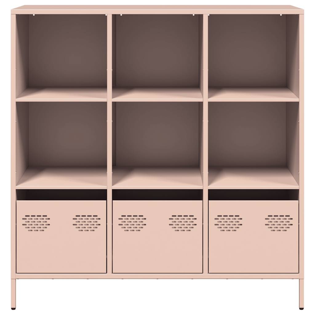 VidaXL Hoge kast 101,5x39x103,5 cm staal roze