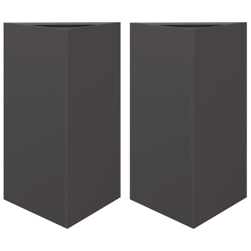 VidaXL Plantenbakken 2 st driehoek 50x43x75 cm staal zwart