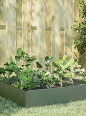 VidaXL Plantenbak verhoogd 100x100x33,5 cm staal olijfgroen