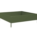 VidaXL Plantenbak verhoogd 100x100x33,5 cm staal olijfgroen