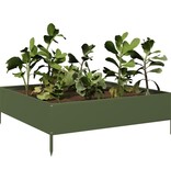 VidaXL Plantenbak verhoogd 100x100x33,5 cm staal olijfgroen