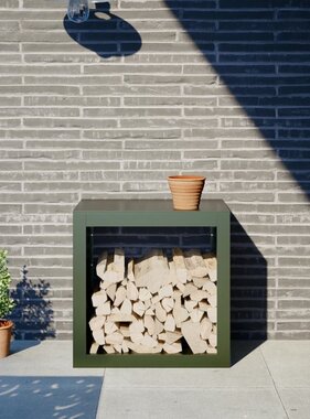 VidaXL Haardhoutrek 60x40x60 cm staal groen