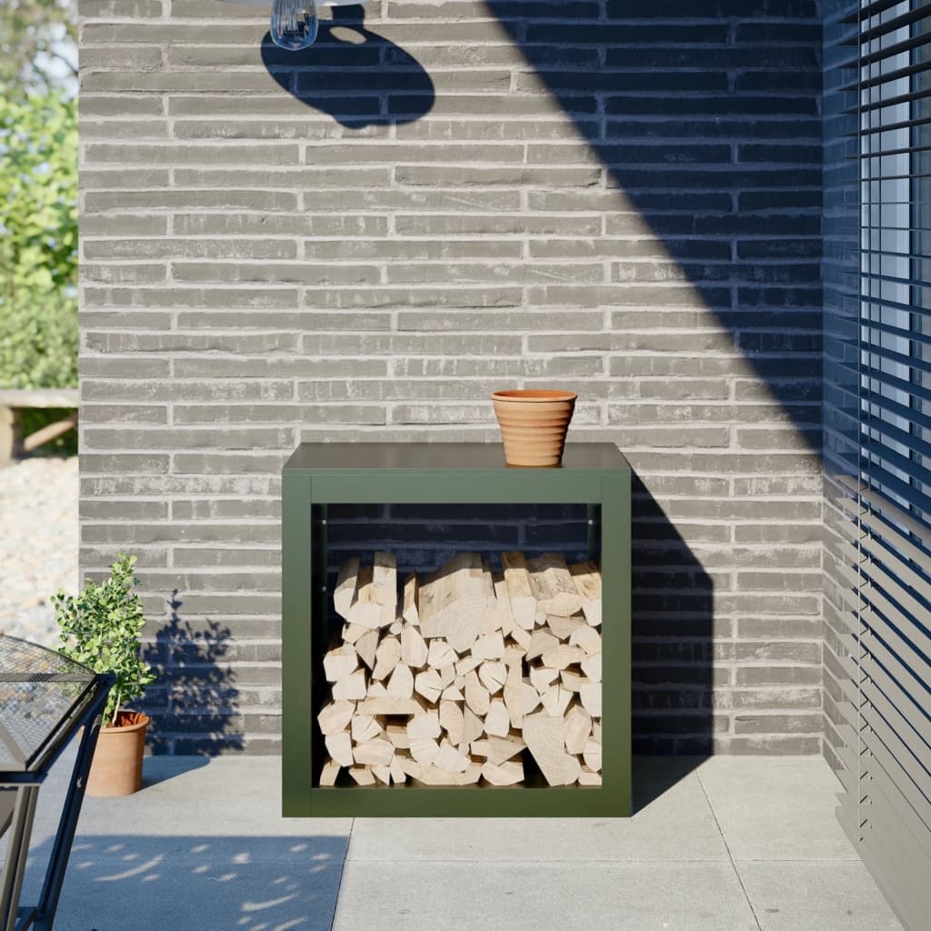 VidaXL Haardhoutrek 60x40x60 cm staal groen