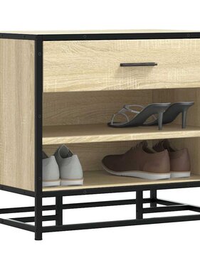 VidaXL Schoenenbank 60x40x53,5 cm bewerkt hout en metaal sonoma eiken