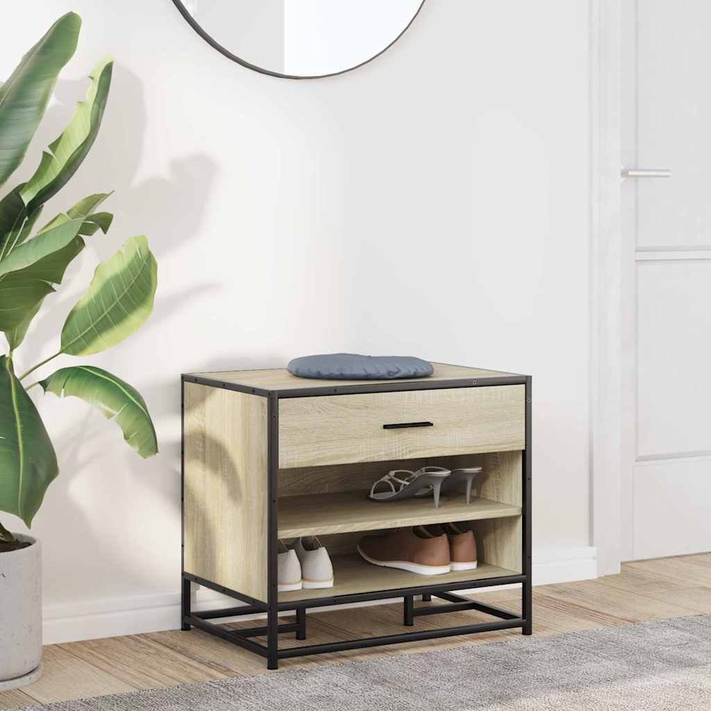 VidaXL Schoenenbank 60x40x53,5 cm bewerkt hout en metaal sonoma eiken
