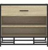 VidaXL Schoenenbank 60x40x53,5 cm bewerkt hout en metaal sonoma eiken