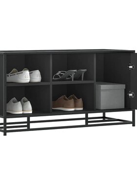 VidaXL Schoenenbank 100x40x53,5 cm bewerkt hout en metaal zwart