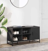VidaXL Schoenenbank 100x40x53,5 cm bewerkt hout en metaal zwart