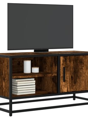 VidaXL Tv-meubel 80x34,5x40cm bewerkt hout metaal gerookt eikenkleurig