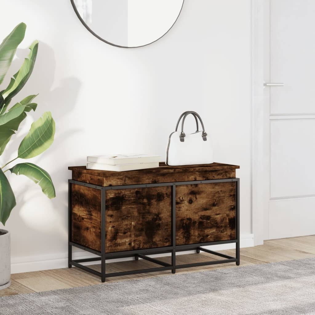 VidaXL Opbergbox met deksel 80x40x51,5 cm bewerkt hout gerookt eiken