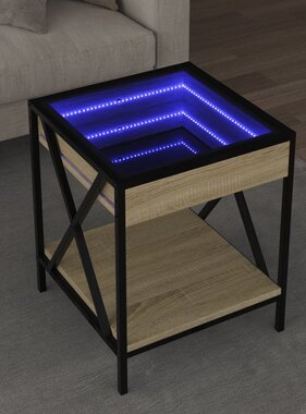 VidaXL Salontafel met Infinity LED 40x40x49 cm sonoma eikenkleurig