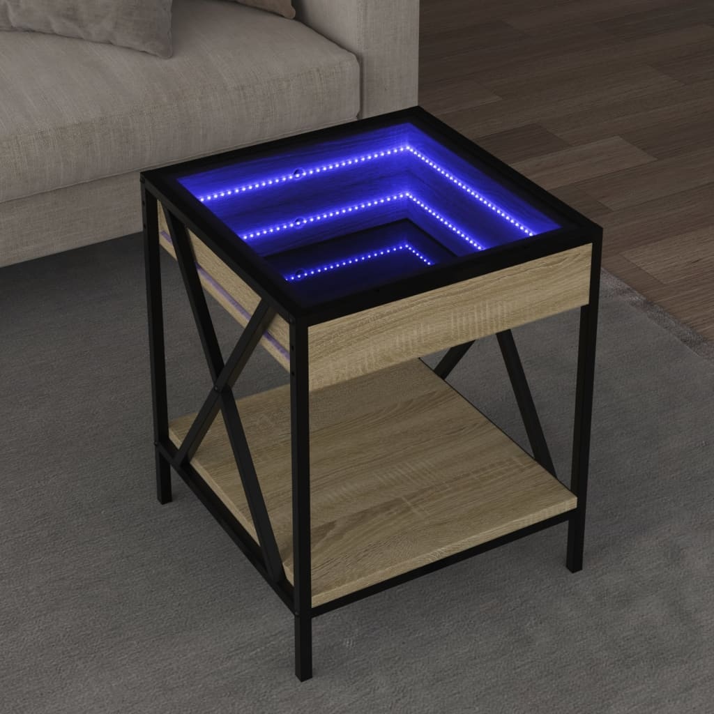 VidaXL Salontafel met Infinity LED 40x40x49 cm sonoma eikenkleurig