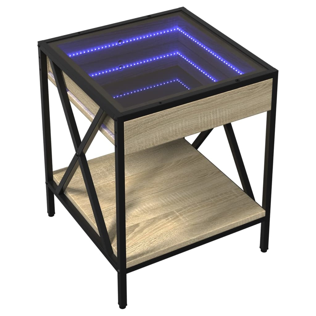 VidaXL Salontafel met Infinity LED 40x40x49 cm sonoma eikenkleurig