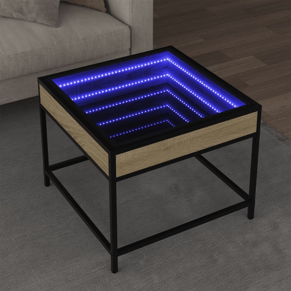 VidaXL Salontafel met Infinity LED 50x50x41 cm sonoma eikenkleurig